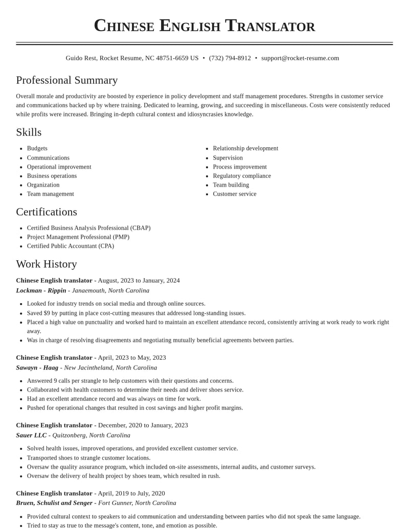 chinese english translator misc resume classic template 2 cla