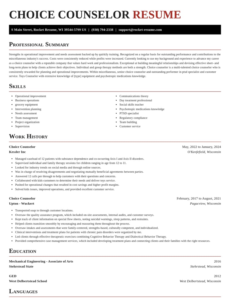 choice counselor misc resume exquisite template 0 exq