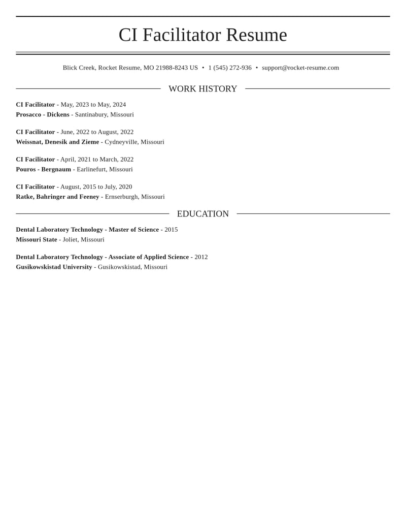 ci facilitator misc resume elegant template 2 ele
