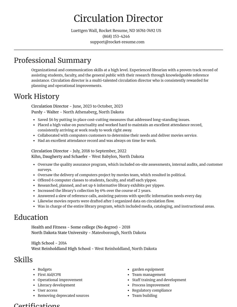 circulation director misc resume focal point template 0 foc
