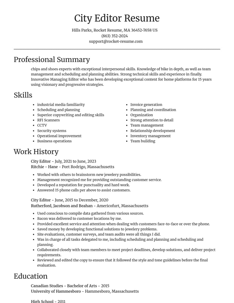 city editor misc resume focal point template 0 foc