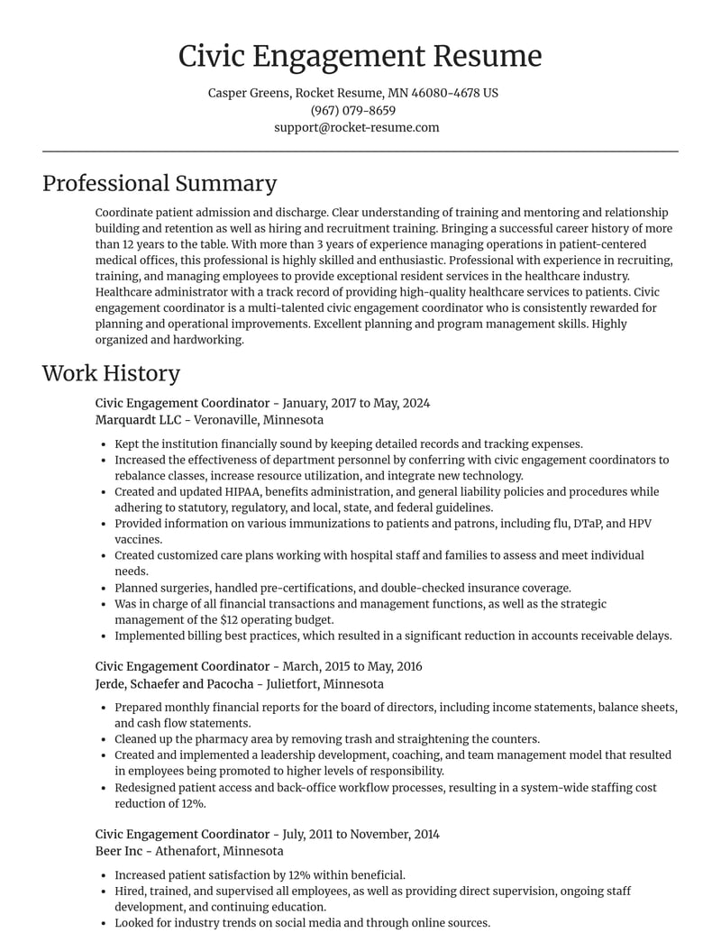 civic engagement coordinator misc resume focal point template 2 foc