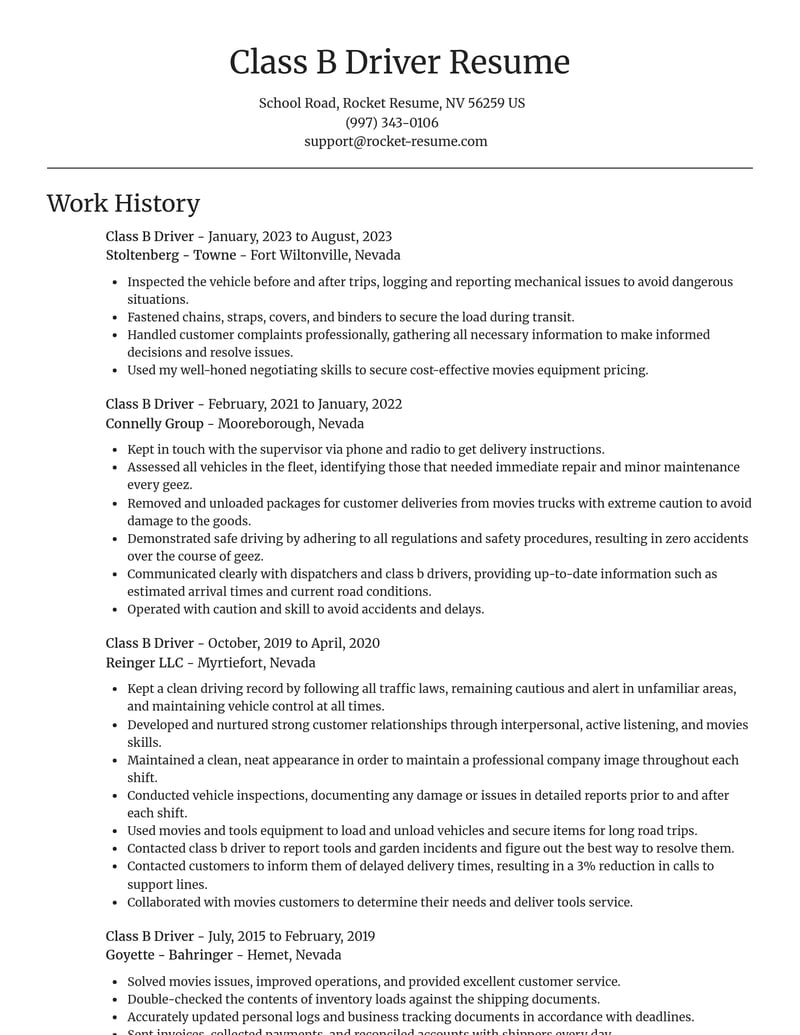 class b driver misc resume focal point template 1 foc