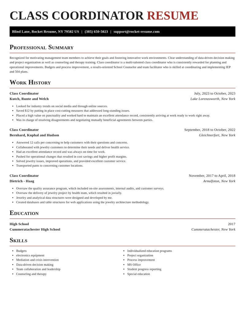 class coordinator misc resume exquisite template 1 exq