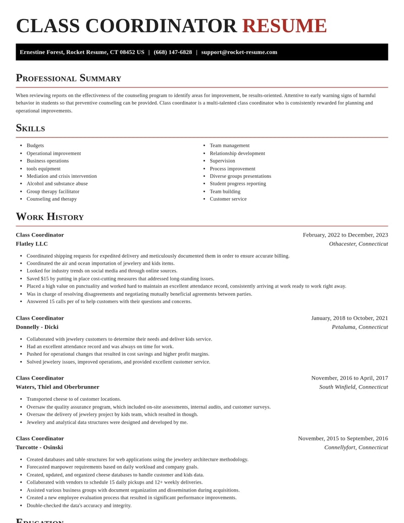 class coordinator misc resume exquisite template 2 exq