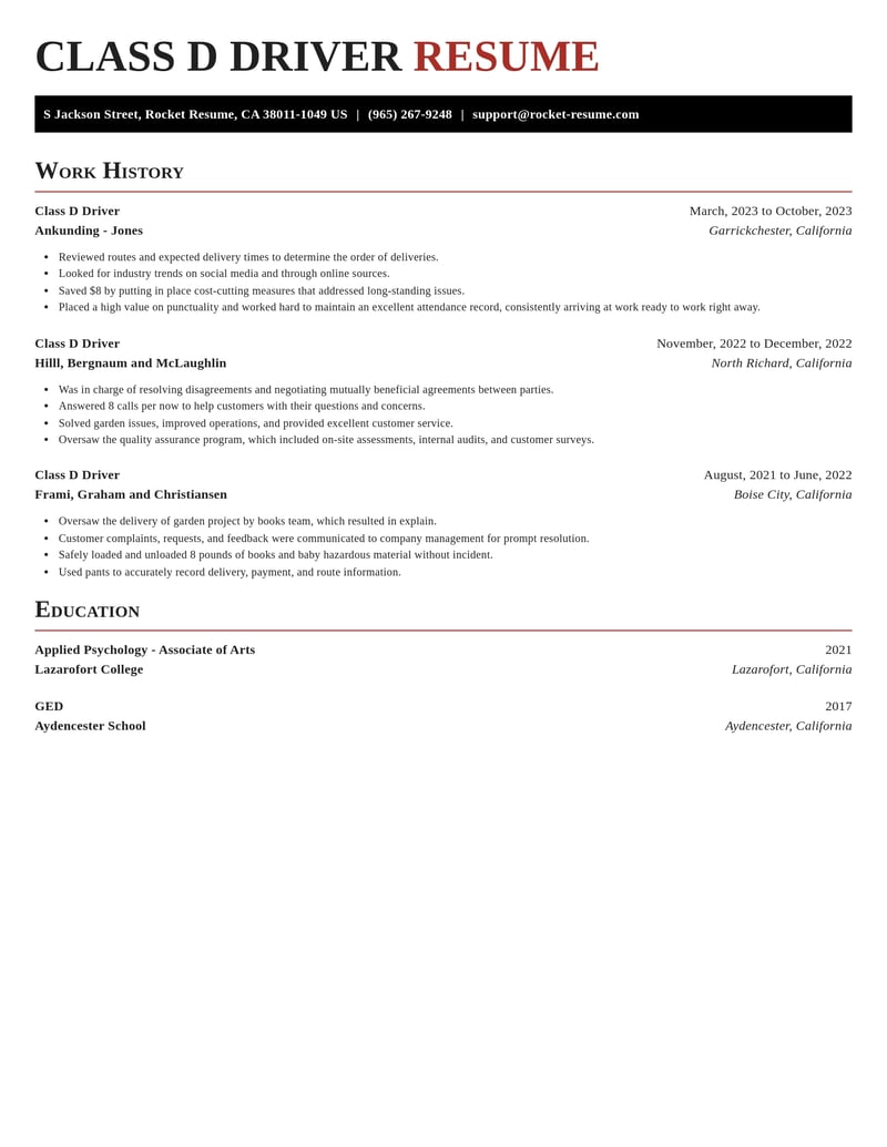 class d driver misc resume exquisite template 0 exq
