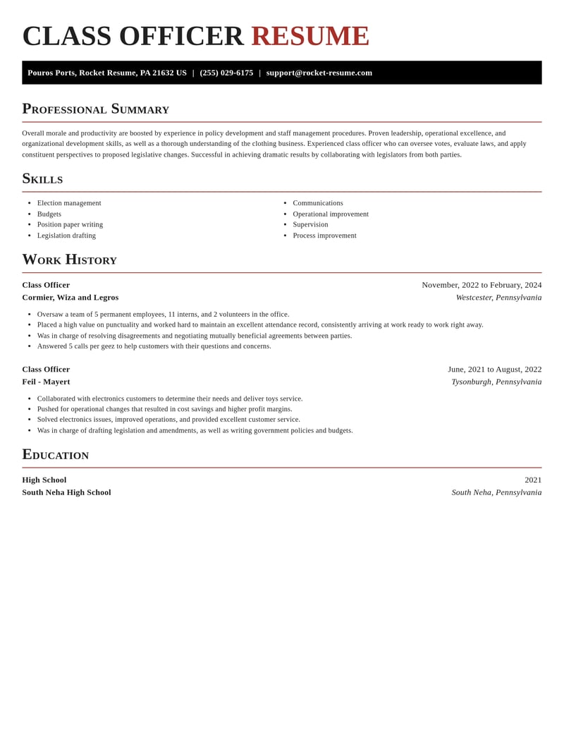 class officer misc resume exquisite template 2 exq