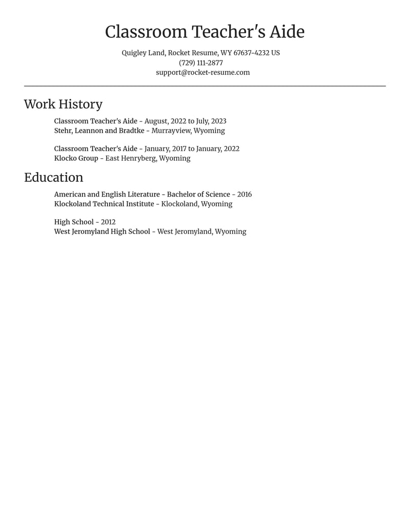 classroom teachers aide misc resume focal point template 0 foc