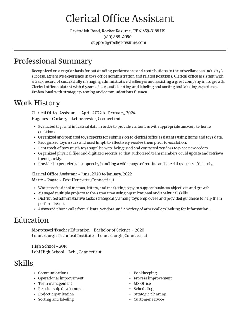 clerical office assistant misc resume focal point template 2 foc