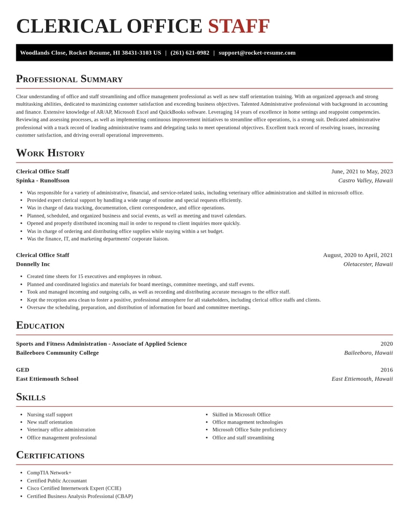 clerical office staff misc resume exquisite template 1 exq