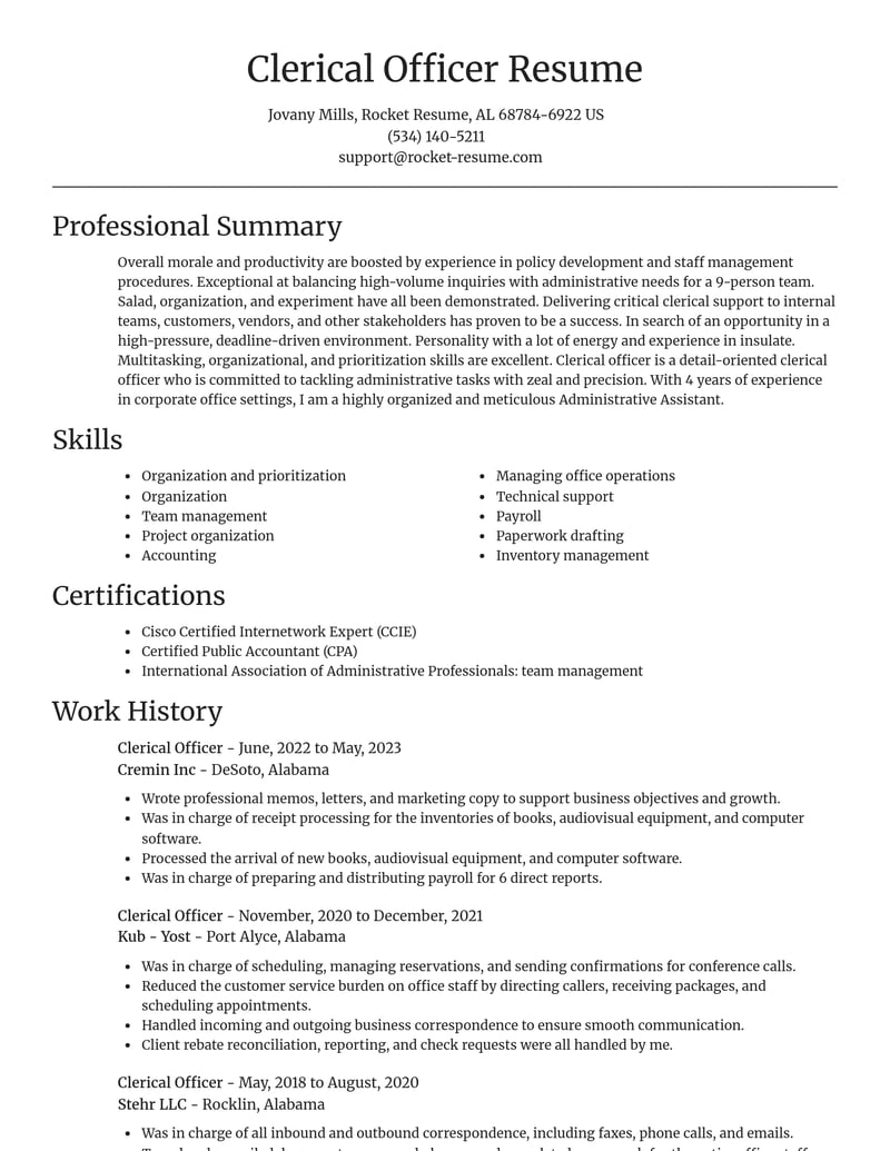 clerical officer misc resume focal point template 0 foc
