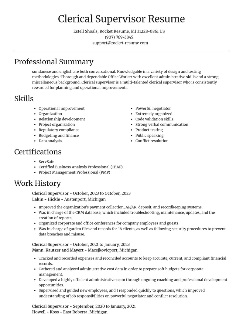 clerical supervisor misc resume focal point template 0 foc