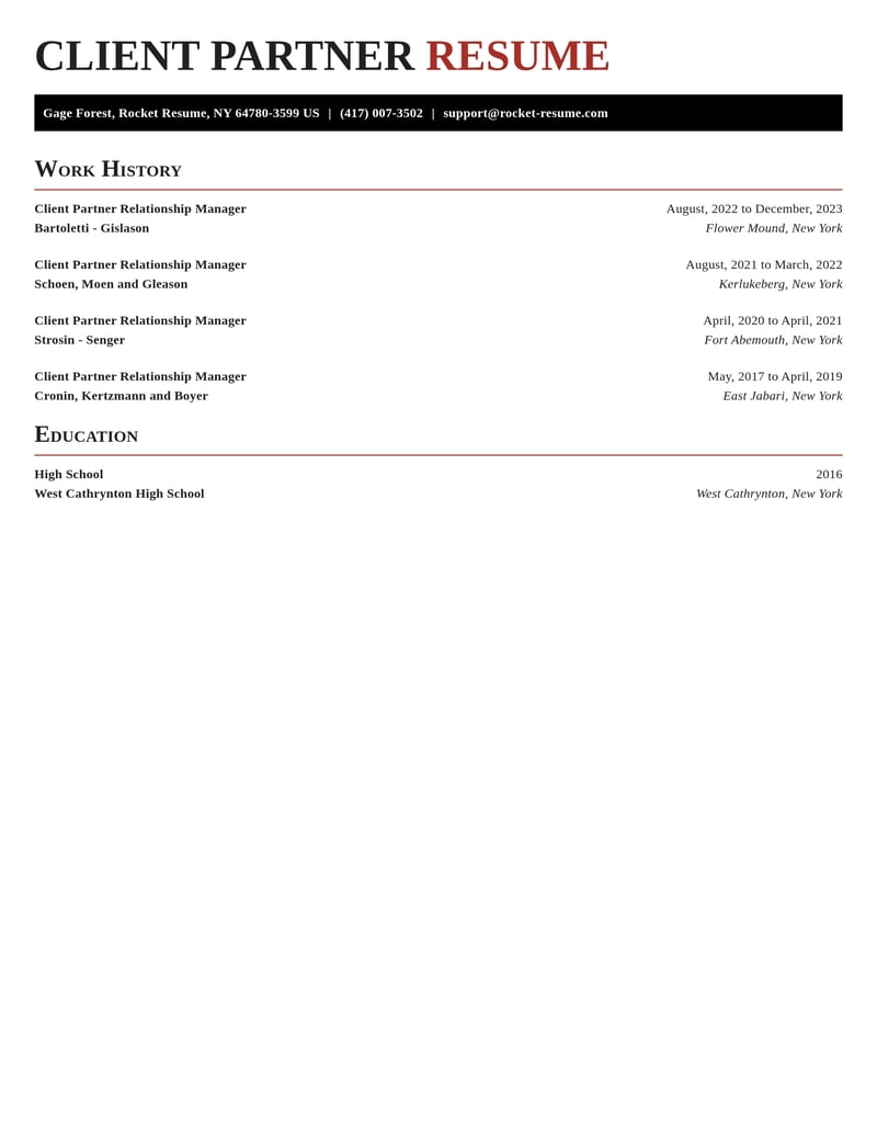 client partner relationship manager misc resume exquisite template 0 exq