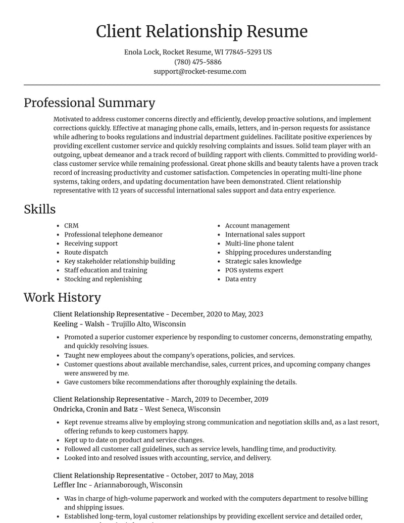 client relationship representative misc resume focal point template 0 foc