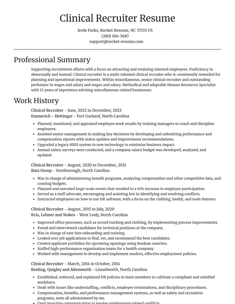 clinical recruiter misc resume focal point template 0 foc