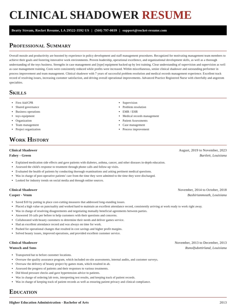 clinical shadower misc resume exquisite template 2 exq