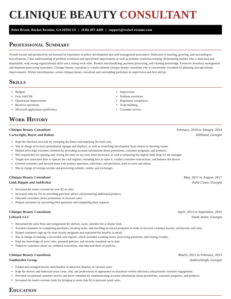 clinique beauty consultant misc resume exquisite template 2 exq