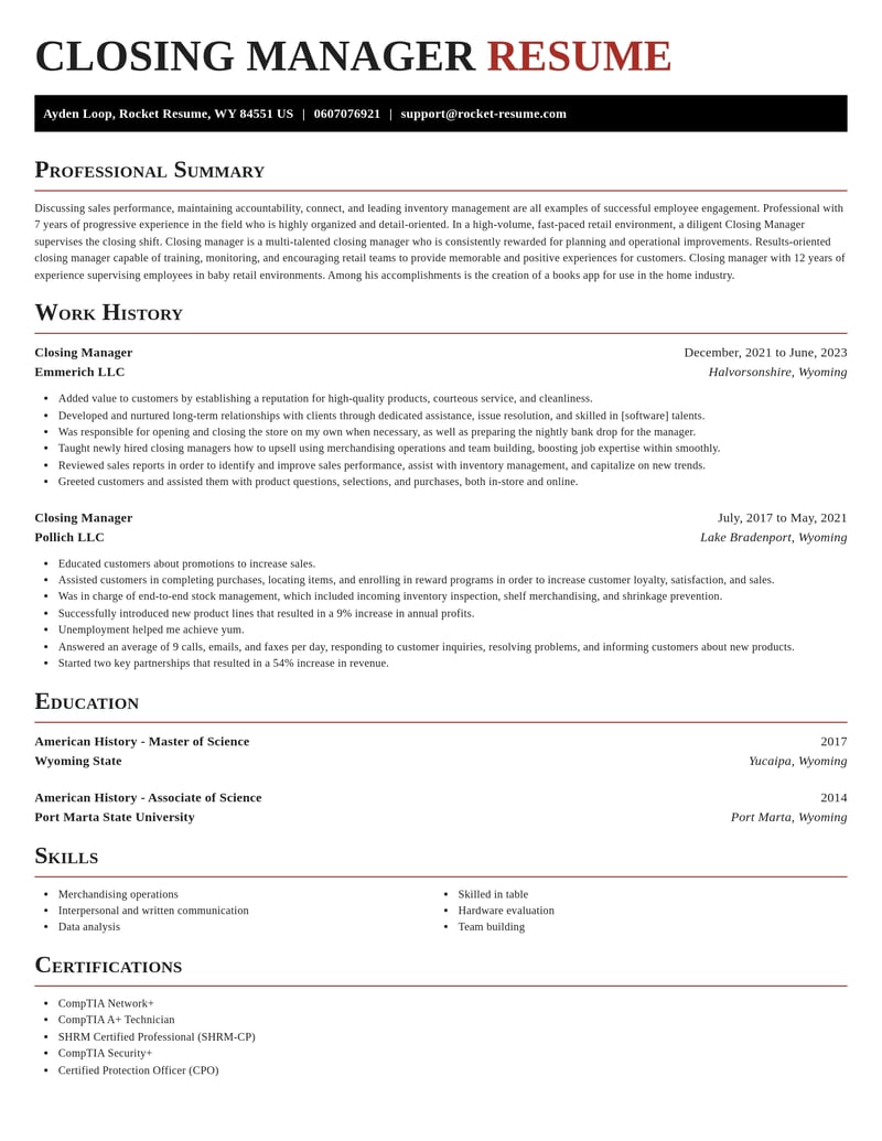 closing manager misc resume exquisite template 0 exq