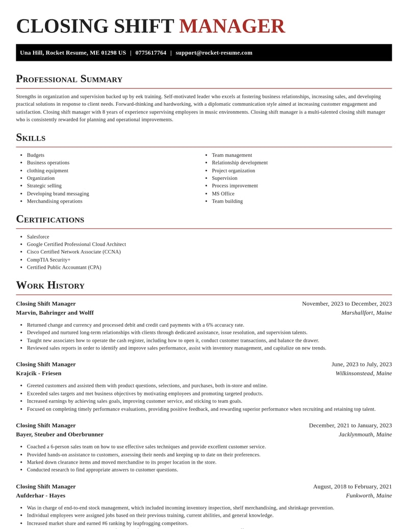 closing shift manager misc resume exquisite template 2 exq