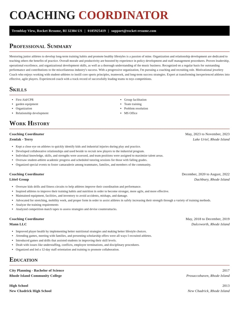 coaching coordinator misc resume exquisite template 0 exq