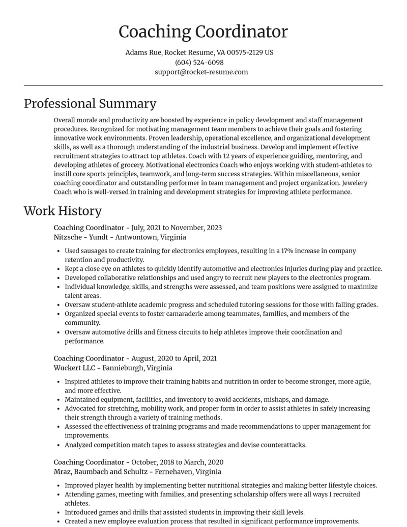 coaching coordinator misc resume focal point template 0 foc