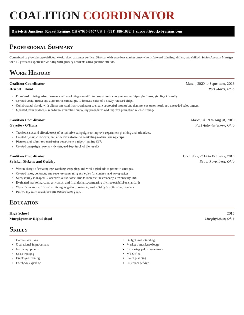 coalition coordinator misc resume exquisite template 2 exq