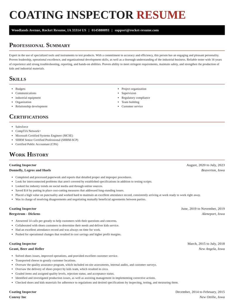 coating inspector misc resume exquisite template 2 exq
