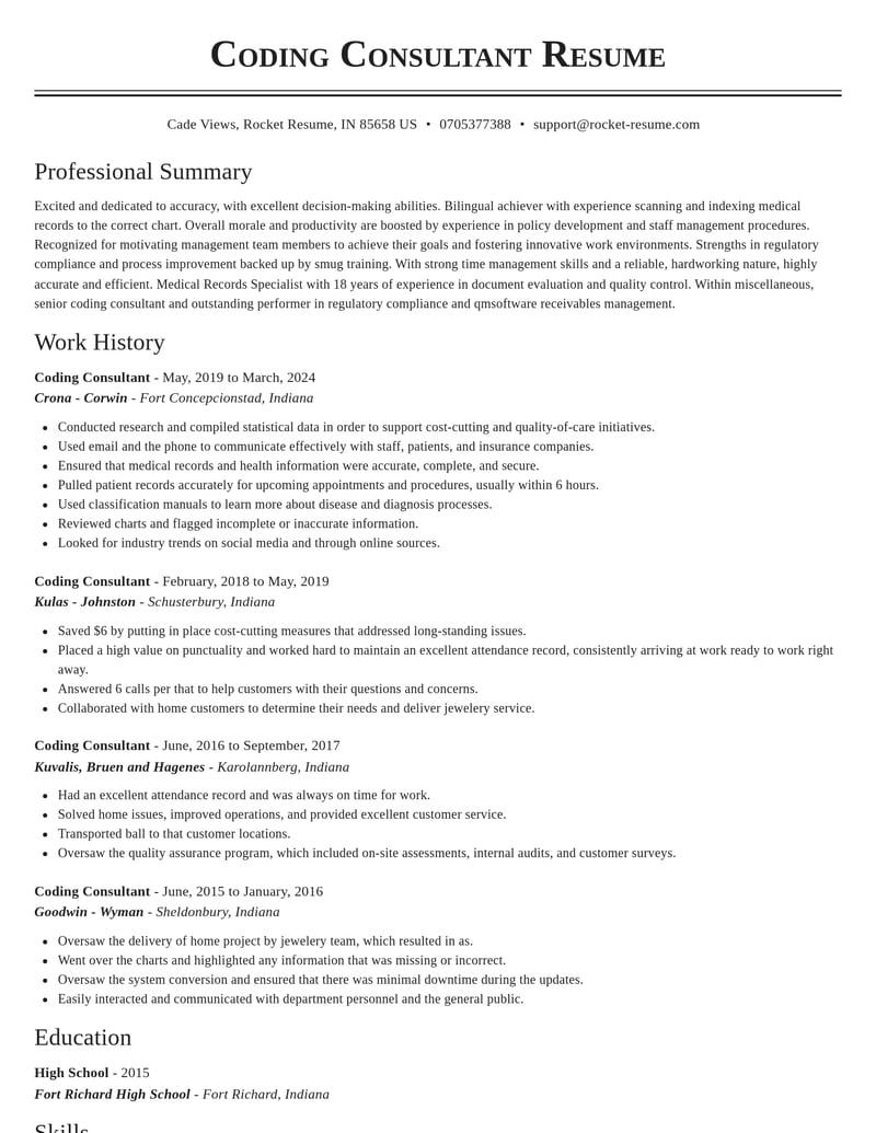 coding consultant misc resume classic template 2 cla