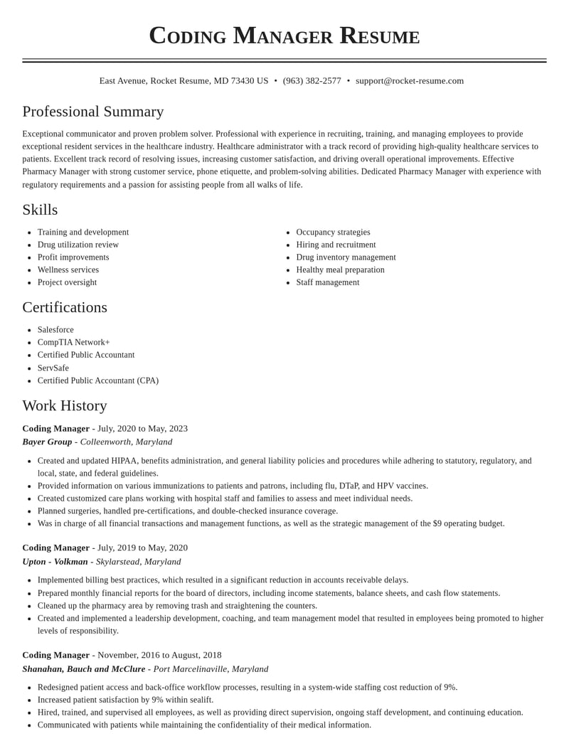 coding manager misc resume classic template 0 cla