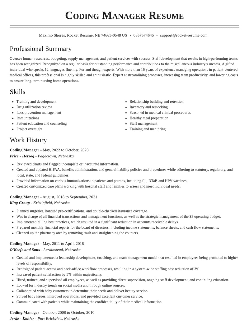 coding manager misc resume classic template 2 cla
