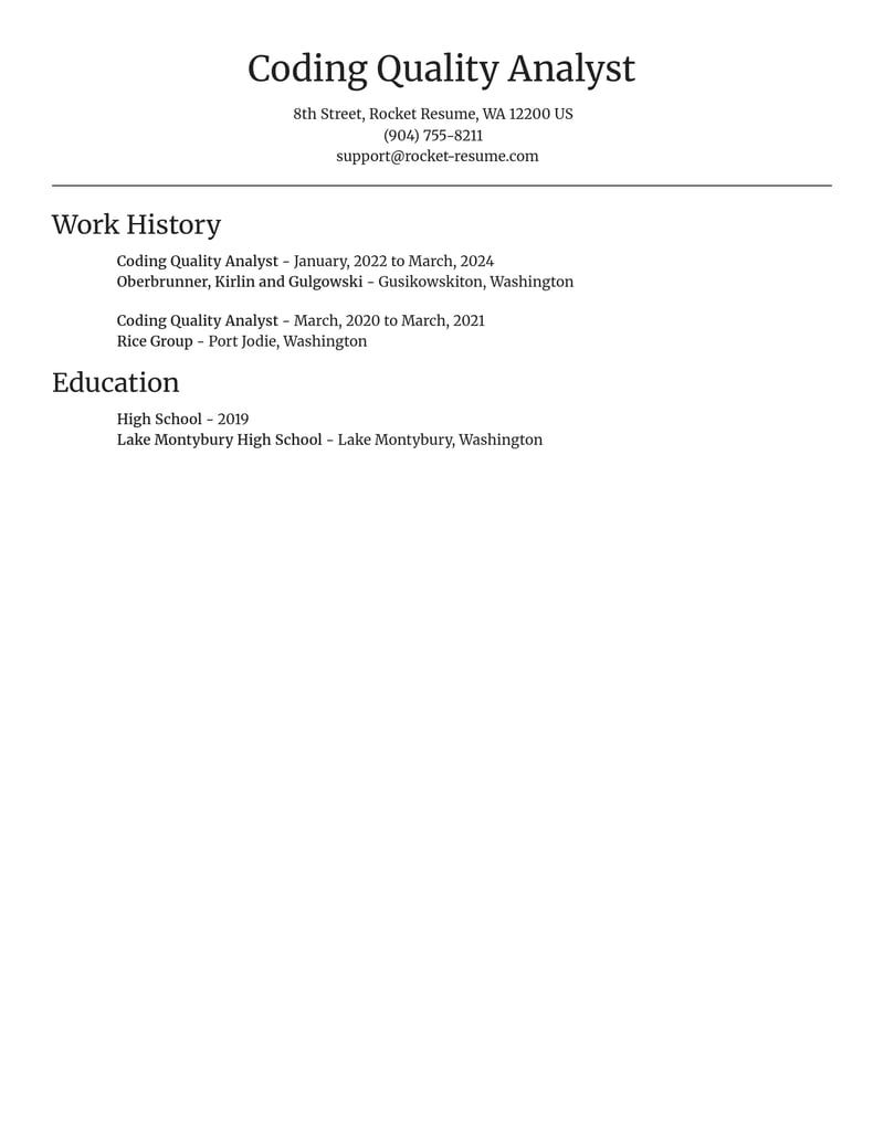 coding quality analyst misc resume focal point template 2 foc