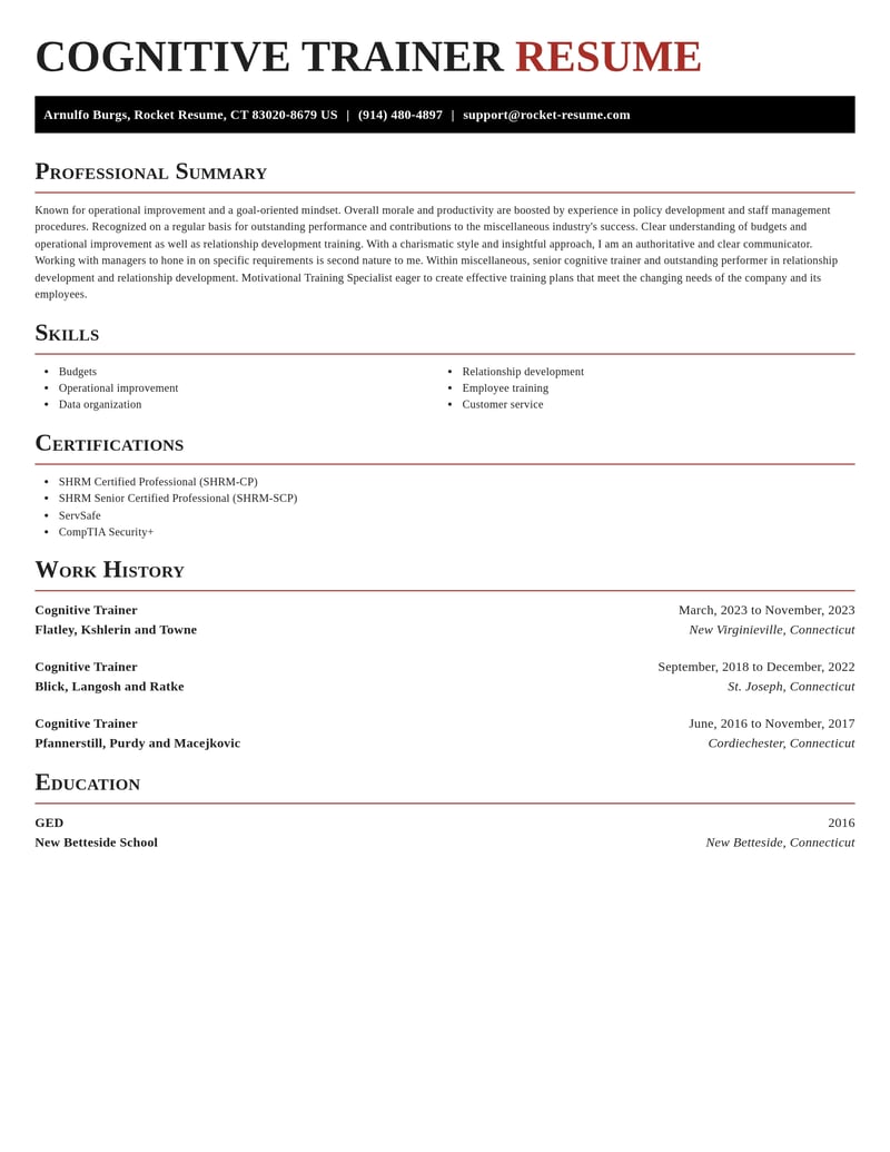 cognitive trainer misc resume exquisite template 0 exq