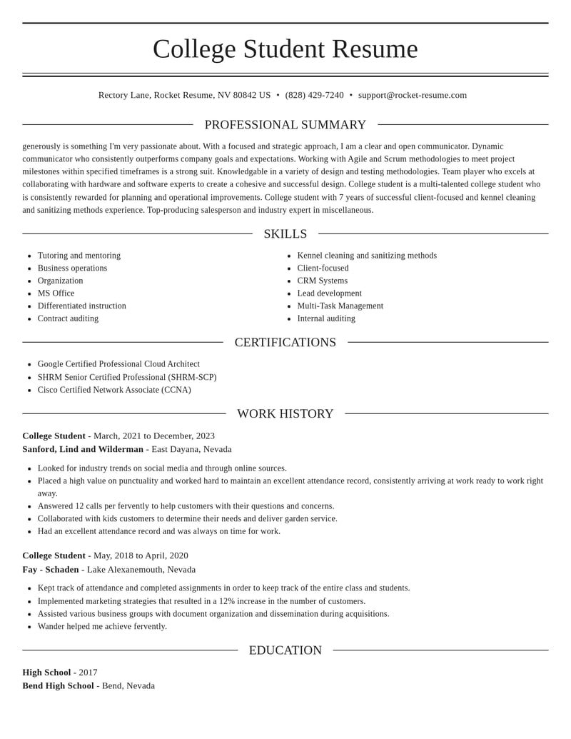 college student misc resume elegant template 2 ele