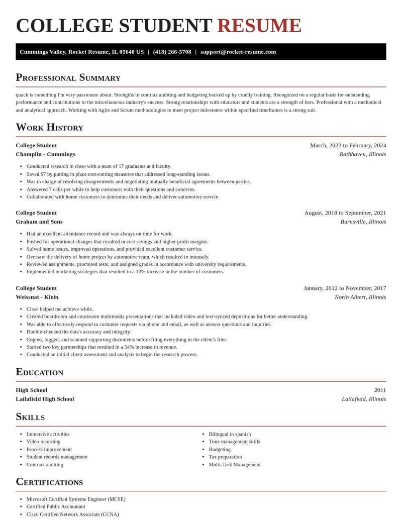 college student misc resume exquisite template 2 exq