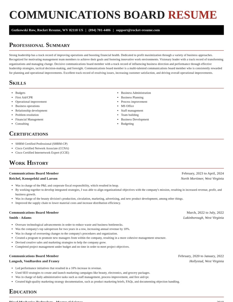 communications board member misc resume exquisite template 1 exq