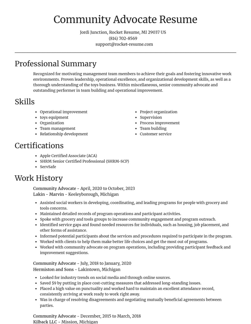 community advocate misc resume focal point template 0 foc