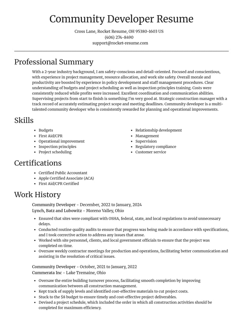 community developer misc resume focal point template 2 foc