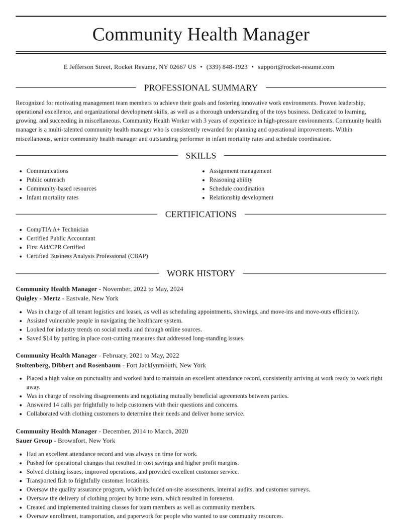 community health manager misc resume elegant template 0 ele