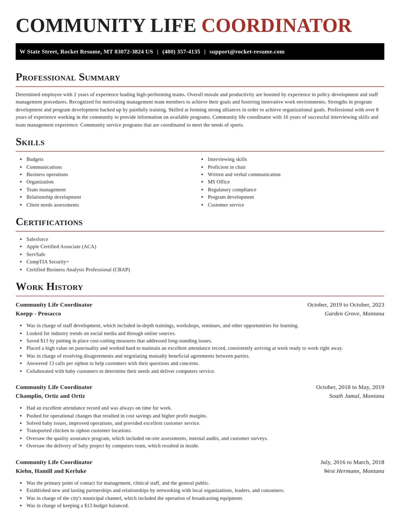 community life coordinator misc resume exquisite template 0 exq