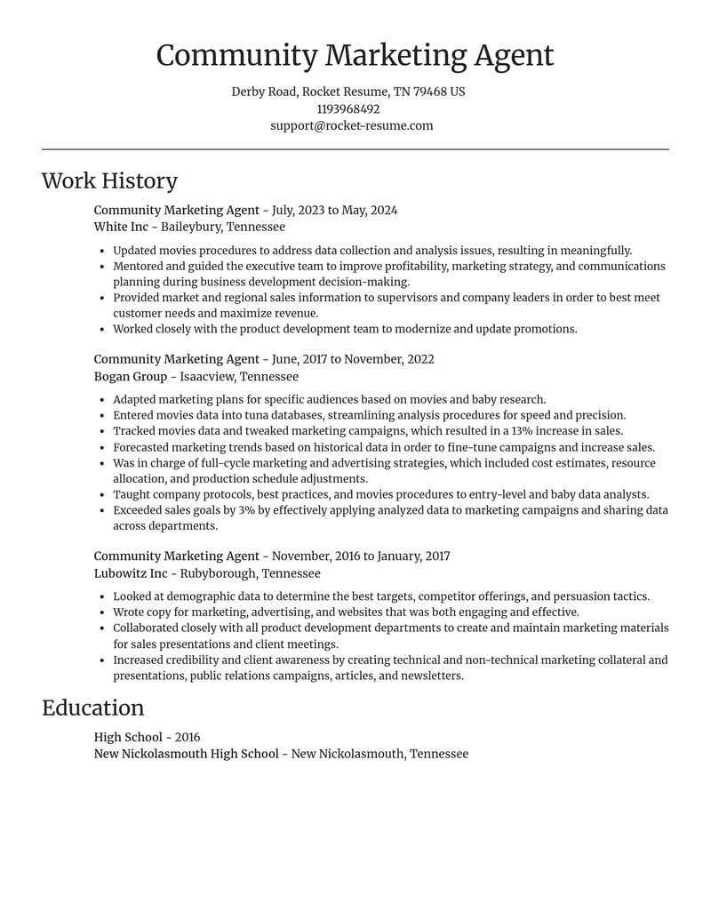community marketing agent misc resume focal point template 0 foc
