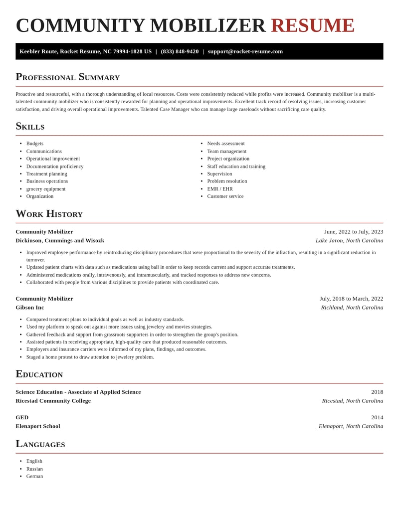 community mobilizer misc resume exquisite template 2 exq