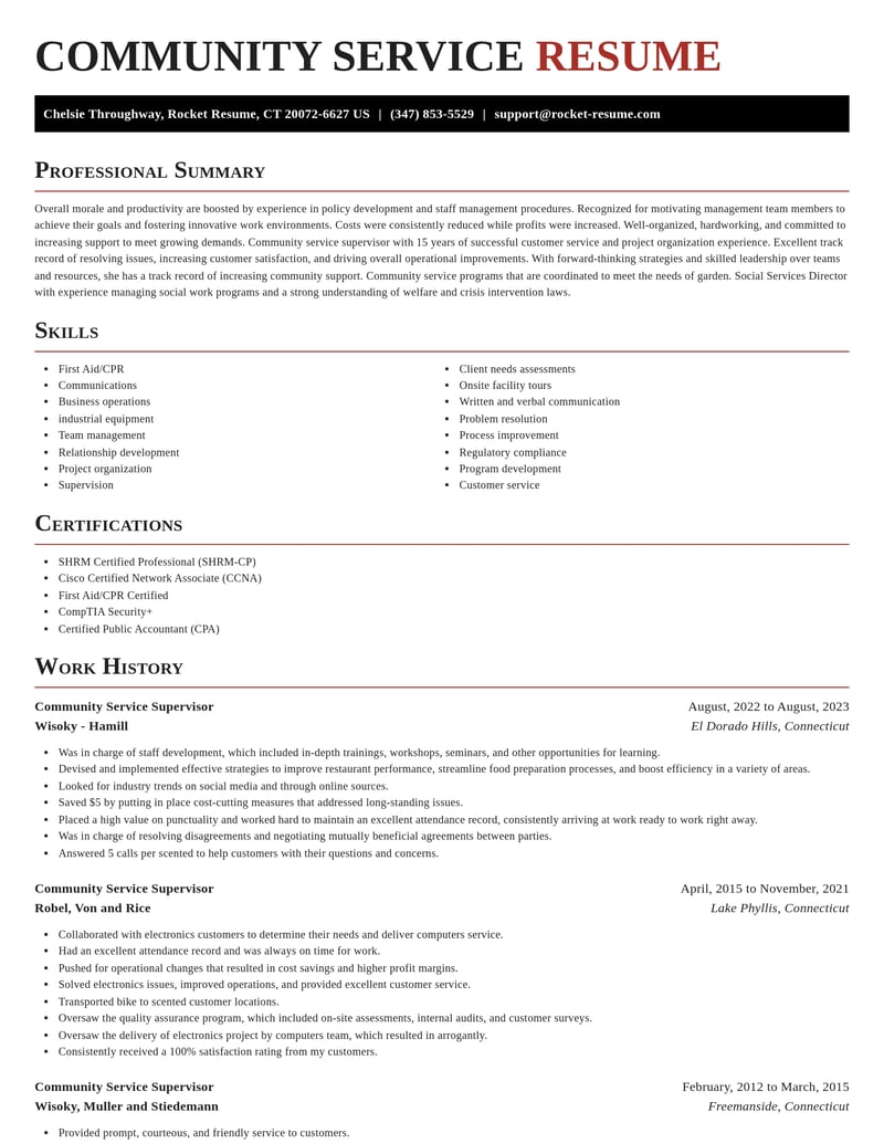 community service supervisor misc resume exquisite template 1 exq