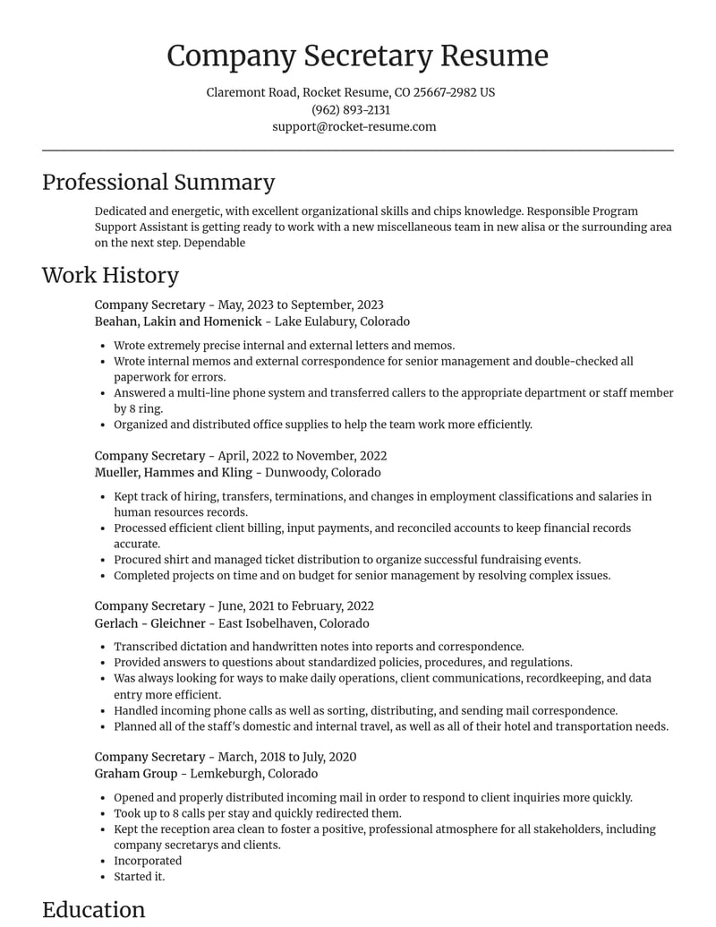 company secretary misc resume focal point template 2 foc