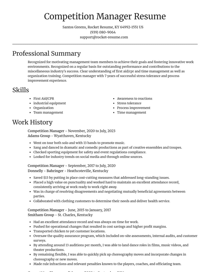 competition manager misc resume focal point template 1 foc