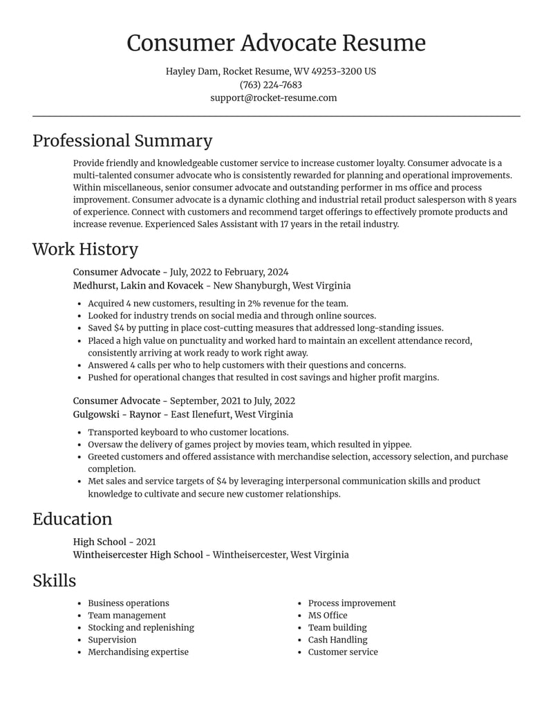 consumer advocate misc resume focal point template 1 foc