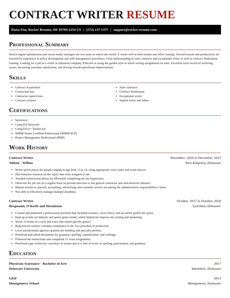 contract writer misc resume exquisite template 0 exq