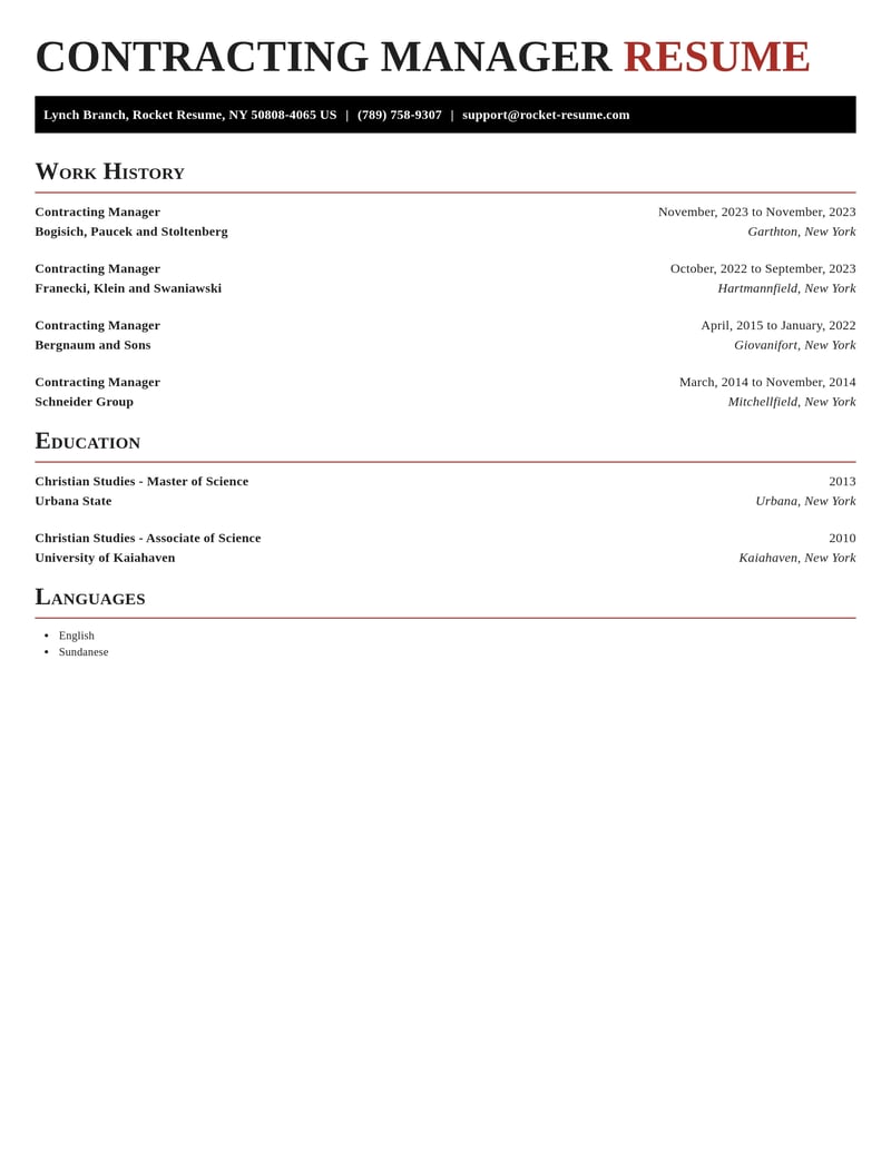 contracting manager misc resume exquisite template 0 exq