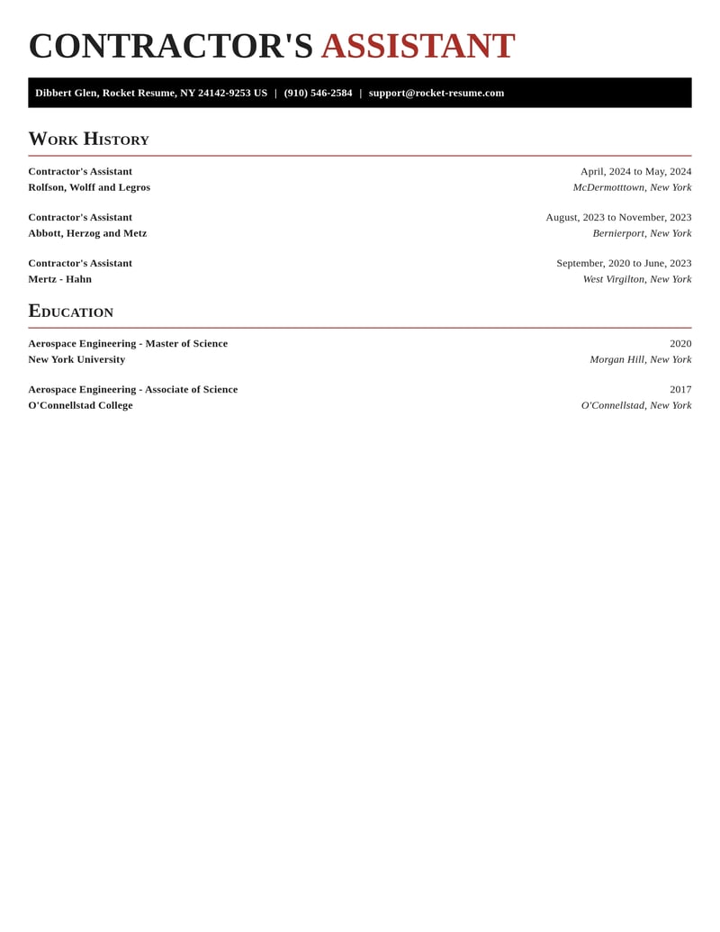 contractors assistant misc resume exquisite template 1 exq