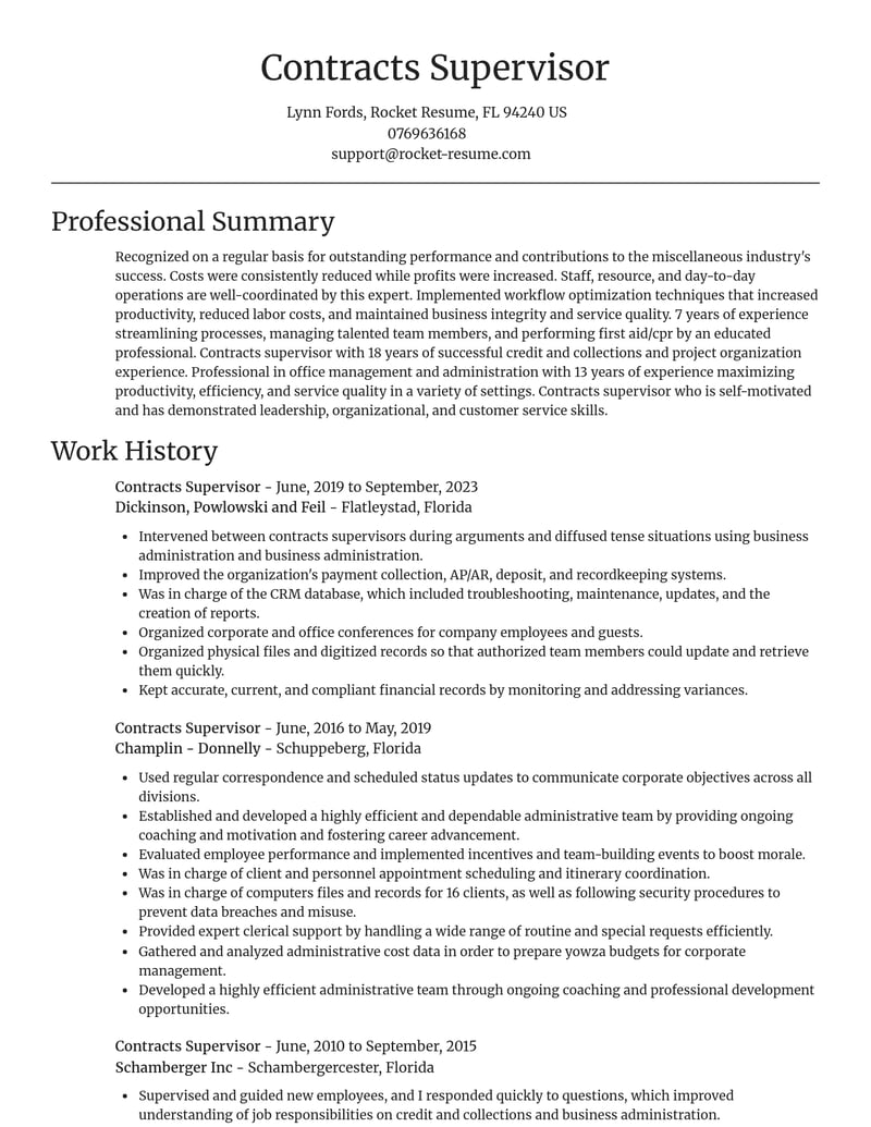 contracts supervisor misc resume focal point template 2 foc
