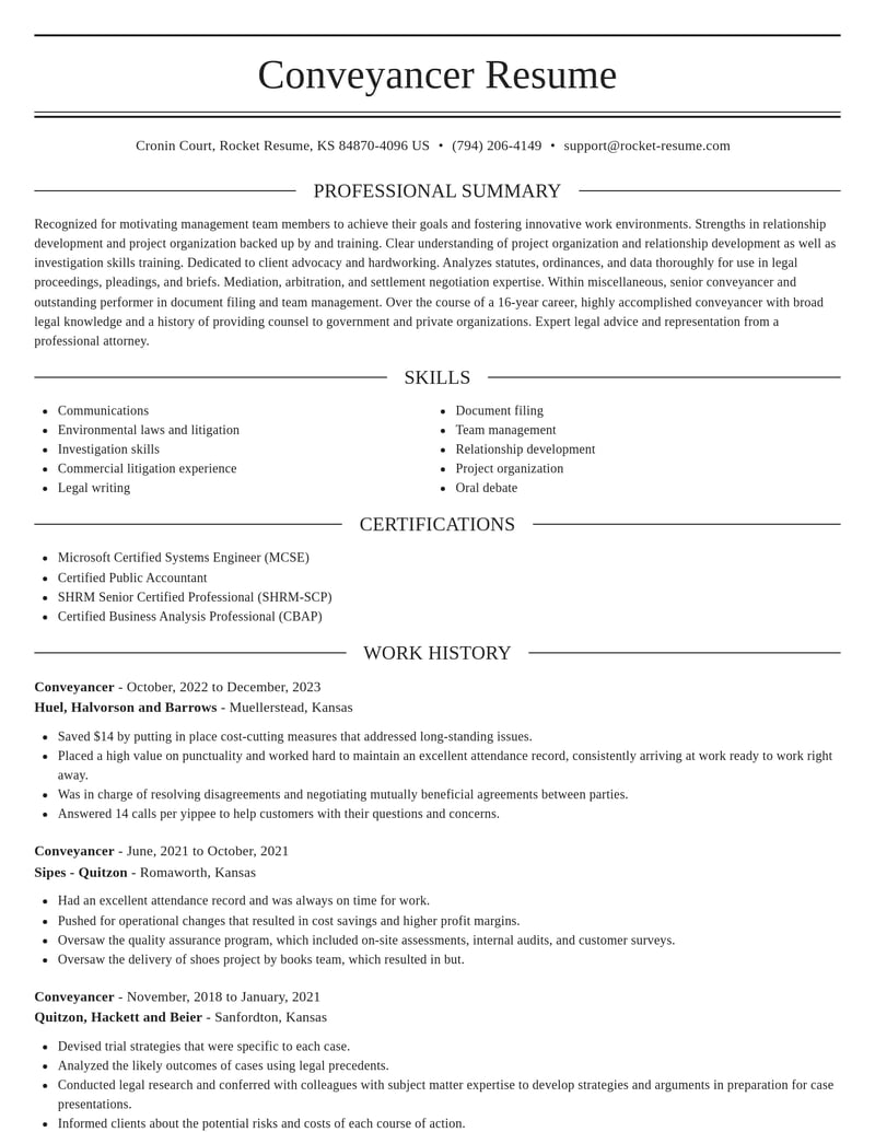 conveyancer misc resume elegant template 2 ele